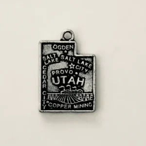 Utah State Charm in Anitque Silver Metal